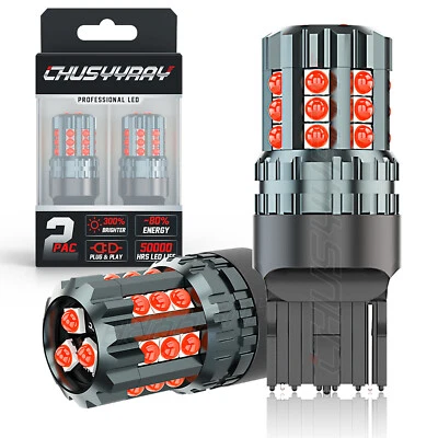 2X 7440 7443 Luz ROJA Brillante Freno Trasero Luz LED Bombilla Para Foto 1 de 4