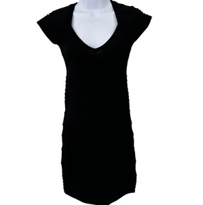 Bebe Y2K Bandage Dress Womens Size M Black Bodycon Ribbed Stretch - Picture 1 of 11
