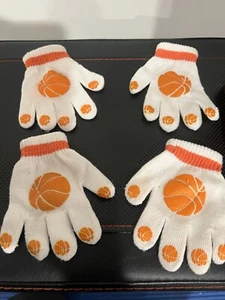 Baby Basketball winter gloves . White and orange 2 sets - Picture 1 of 4