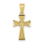 10k Yellow Gold Solid & Textured Small 20mm Curved Cross Pendant
