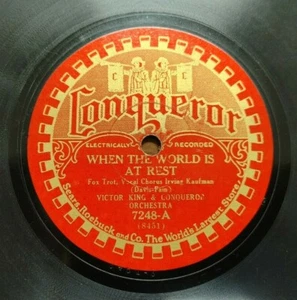 VICTOR KING: When the World/You wanted Someone 10" 78rpm Shellac CONQUEROR 7248 - Picture 1 of 2