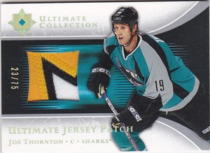 05-06 UD Ultimate Joe Thornton /75 Jersey Patch Sharks 2005