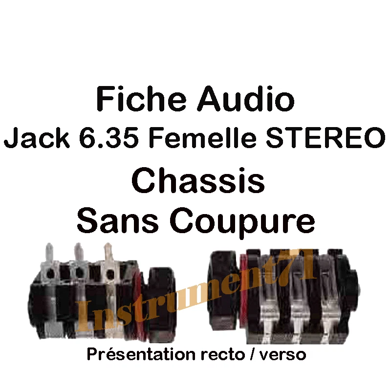 1 Fiche Jack 6,35 Femelle STEREO Chassis Capot Plastique SANS COUPURE - Photo 1/1