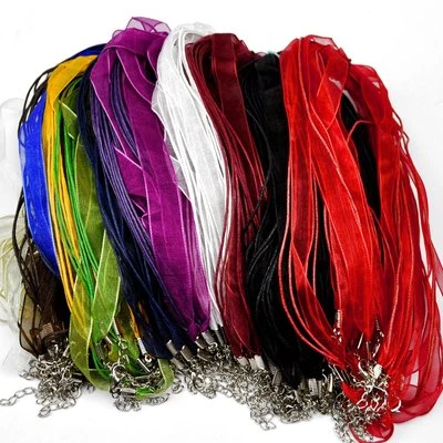 Halsband Organza Band VIELE FARBEN Halskette Stoffkette Trachtenschmuck 1 cm NEU - Bild 1 von 2