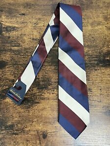 Brooks Brothers Striped Burgundy Cream & Blue Tie 100% Silk Men's Necktie 58"