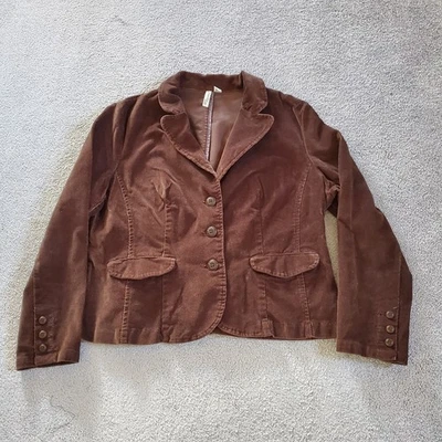 Chaqueta blazer marrón extra grande de pana St Johns Bay para mujer Foto 1 de 4