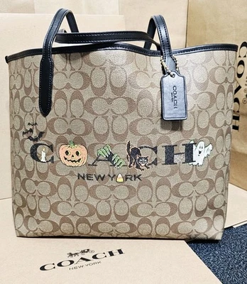 *ÚLTIMO* Bolso de Mano Coach Halloween City Cartera Calabaza Gato Fantasma Bruja 5714 RARO Foto 1 de 4