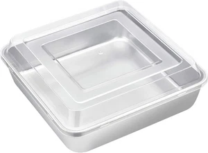 Sartén cuadrada para hornear de 8 x 8 pulgadas con tapa, E-far inoxidable 8 x 8, 1 + 1 tapa  - Imagen 1 de 7