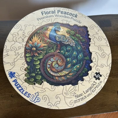 Wooden animal Bird Shape FLORAL PEACOCK  Jigsaw Puzzle, puzzlesUP,  A3, NEW. - Image 1 of 4