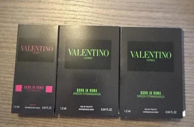 x3 Valentino Uomo Born in Roma Extradose & Green Stravaganza EDT Muestra Spray Foto 1 de 4