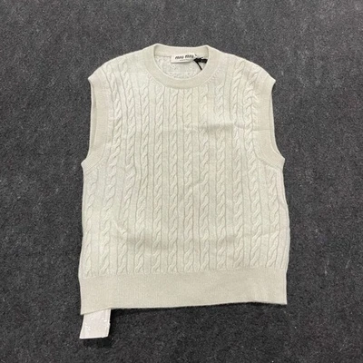 Chaleco tejido cachemir MIU MIU para mujer talla 36 blanco tiza MMV113  Foto 1 de 4