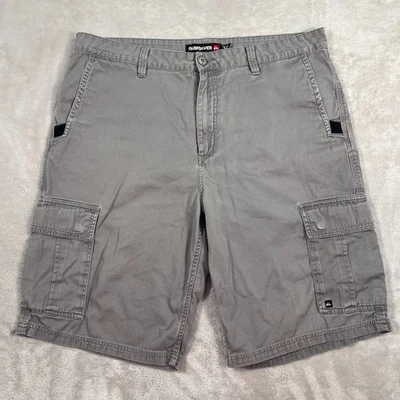 Pantalones Cortos Quiksilver Para Hombre 36 Cintura Gris Carga Desteñido Lavado Algodón Lona Años 90 Y2K Foto 1 de 4