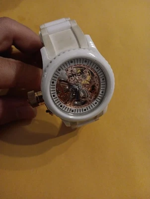 Invicta Ladies 42mm Watch White Tone Skeleton Mechanical Windup Left handed-RUNs - Image 1 of 3