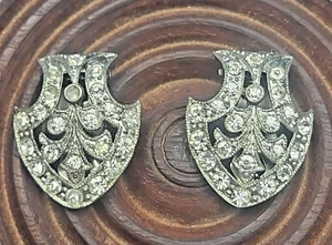 Vintage Coro Duette Silver Tone Dress Fur Clip Rhinestone Brooch Shoe Clips Pat. - Picture 1 of 10