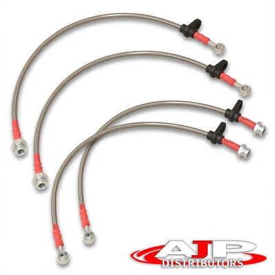 Silver 4PC F+R Racing Stainless Steel Brake Line Kit For 1997-2001 Honda Prelude - Изображение 1 из 4