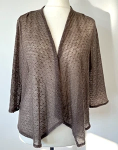Women's, Alexon Shawl, Cardigan, UK 16, Brown/Grey, Metallic, Fine Knit - Picture 1 of 9