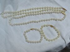 Lot of 2 Matched Sets - Vintage Faux Pearls Necklace and Bracelet Matched Sets