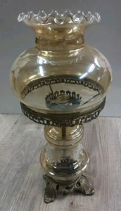 Very Gently Used Hurricane Lamp Dual Illumination Smokey Rose Design - Picture 1 of 9