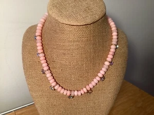 Mignonne Gavigan choker necklace Pink Stone Gold Tone Crystal Charms Free Ship - Picture 1 of 7