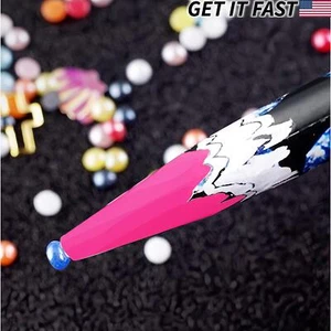 Pistress cristallo gemma matita cera raccoglitore nail art strumento artigianato rosa, confezione da 2 - Foto 1 di 6