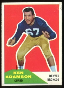 1960 Fleer #33 Ken Adamson Denver Broncos - Carta Esordiente - Foto 1 di 2