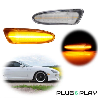 For 2000-2005 Toyota Celica Clear Lens Amber LED Front Fender Side Marker Lights - Image 1 of 4
