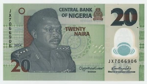 Nigeria 20 Naira 2024 Pick 34.new date UNC Uncirculated Banknote Polymer Sign 2 - Picture 1 of 2