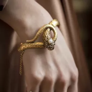 Bracciale medievale di fascia alta retrò regina egizia animale domestico spirito serpente braccialetto - Foto 1 di 6