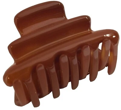 Parcelona French Crumpled Fat Maple  Brown Celluloid Jaw Hair Claw Clip Clutcher - Image 1 of 4