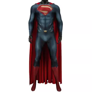 Superman Classic Jumpsuit Man Of Steel Clark Kent Cosplay Costume Halloween Cape - Picture 1 of 15
