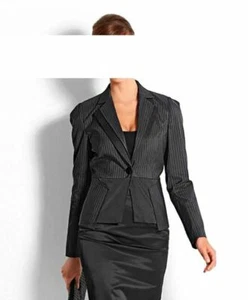 Heine Damen Satinblazer, schwarz-beere-gestreift - Imagen 1 de 2