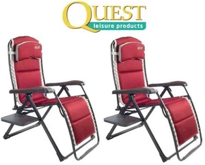 2 x Quest Leisure Bordeaux Pro Relax XL Chair with Side Table Garden BBQ Camping - Picture 1 of 10