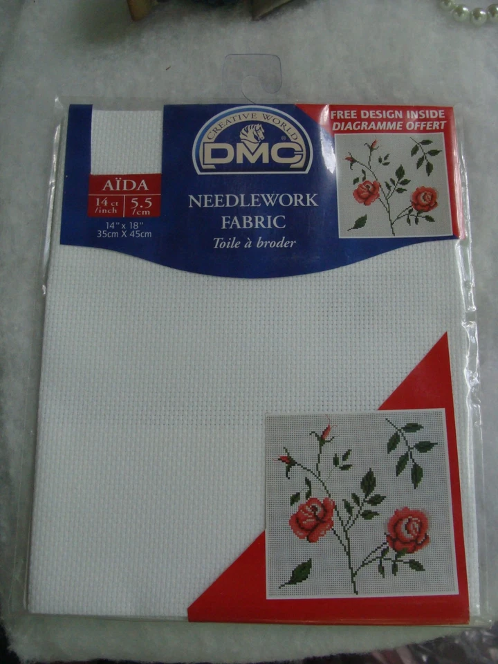 DMC 14x18 Cross Stitch Needlework 14ct Aida Cloth off White Cotton Fabric