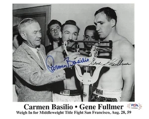 Carmen Basilio Gene Fullmer Boxen signed Autogramm 8 x 10 Foto PSA DNA *44 - Bild 1 von 2
