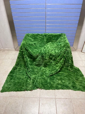 Colcha/manta de lujo de piel de conejo de rex verde tamaño king Foto 1 de 4