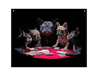 Letrero de aluminio de metal para jugar al póker de 8"x10" Bulldogs franceses para jugar a las cartas Foto 1 de 2