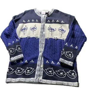 One Step Up Cardigan Sweater Women 22 24 Plus XXL wool floral color block cabin - Picture 1 of 12