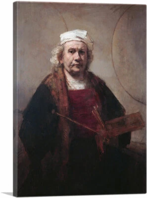 Self-Portrait with Two Circles Canvas Art Print by Rembrandt van Rijn Foto 1 de 4