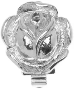 Elegant Elments Rhodium Plated 1-Strand Box Clasp - Rose Design 22x14mm - Picture 1 of 2