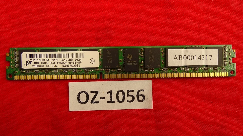 4GB Micron DDR3 PC3-10600R 1333MHz ECC Reg RAM 1Rx4 MT18JDF51272PZ-1G4D1BB - Image 1 of 1