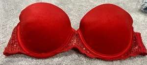 Love Pink Multi Way Push Up Sequin Bra Red 34A - Picture 1 of 8