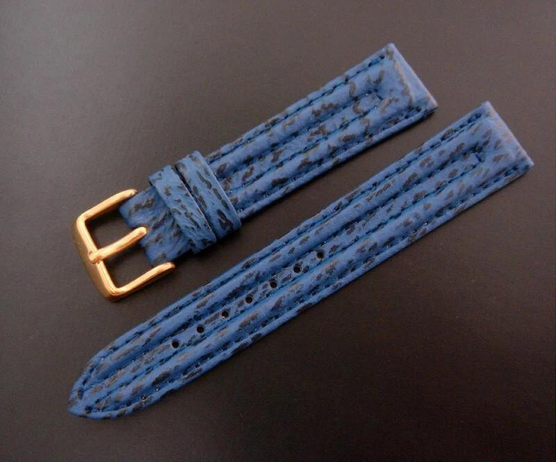 HERMOSA Correa/Banda Cronógrafo Tiburón GENUINA Azul R de 18 mm para Hombre Foto 1 de 1