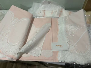 $4800 Pratesi Italy NWT 1pc Queen Duvet Cover Fontana di Trevi Pink/White Lace - Picture 1 of 9