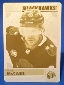2022-23 O-Pee-Chee Jake McCabe Yellow Printing Plate 1/1 Blackhawks - Picture 1 of 2