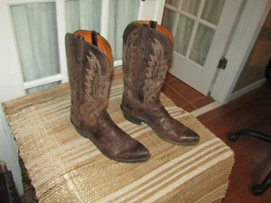 Botas vaqueras occidentales Lucchese 1883 N155654 cuero marrón punta corta para hombre talla 9 D - Imagen 1 de 12
