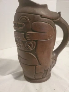 Vintage Mexican Clay Pottery Water Pitcher Mexican Aztec  - Picture 1 of 7