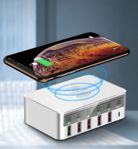 6 multi USB ports fast USB charger hub 5V/20A100W type c hub charge wall station - Picture 1 of 12
