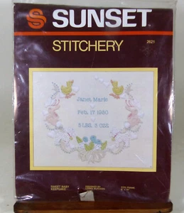 Sunset Stitchery ""Sweet Baby Keepsake"" # 2621 8""x10"" Reedición Vintage 1981 - Imagen 1 de 7