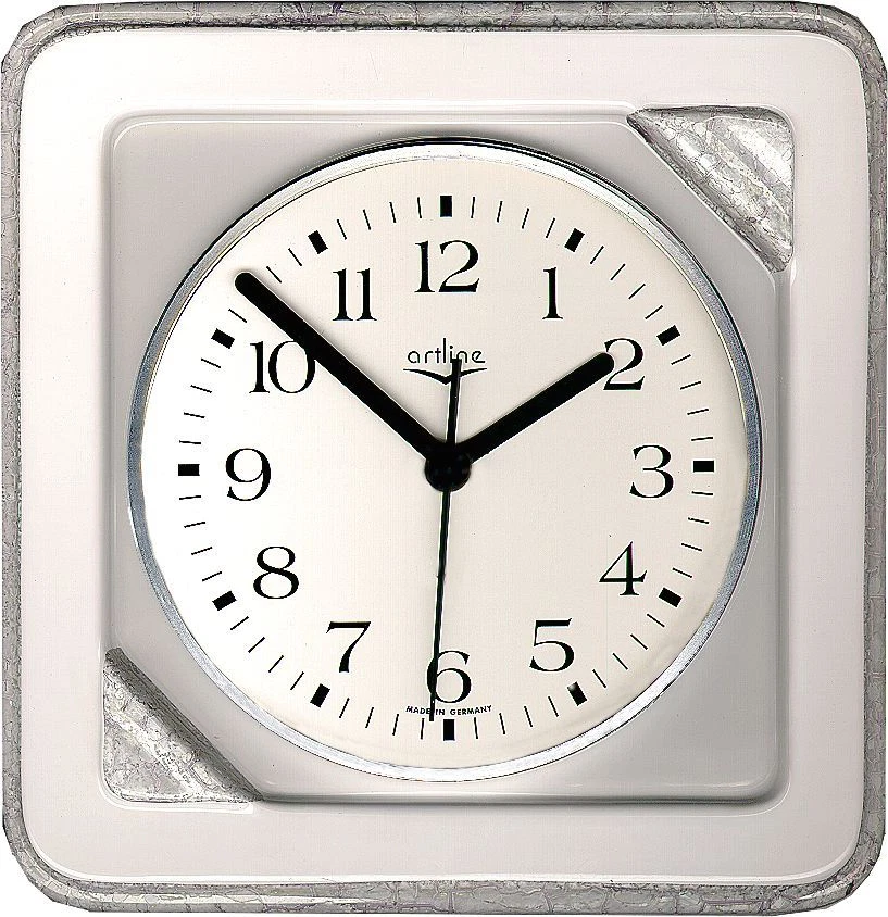 16823010 Keramik Küchenuhr quadratisch Silberlüster opt.Fehler:Pünktchen Funkuhr - Bild 1 von 1