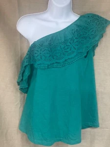 Top Pullover Anthropologie Un Hombro Nuevo con Etiquetas M Turquesa  - Imagen 1 de 13